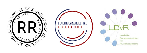 logo register ritueelbegeleider, dementievriendelijke begeleider en Landelijke Beroepsvereniging van Ritueelbegeleiders